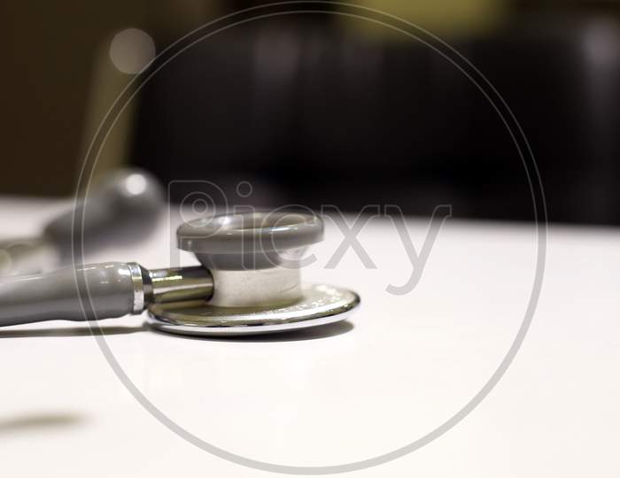 Doctor Stethoscope Closeup View On White Background
