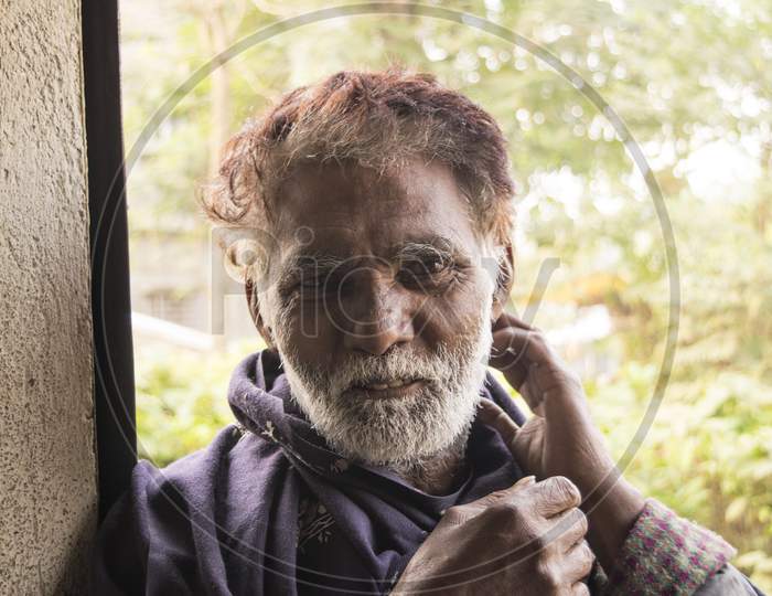 An Indian villager portrait catching the pose