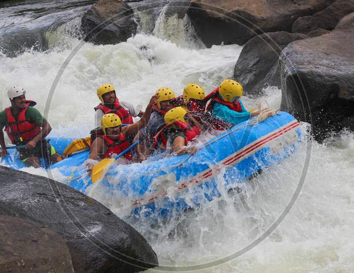 Adventure river rafting in Coorg/Karnataka/India.
