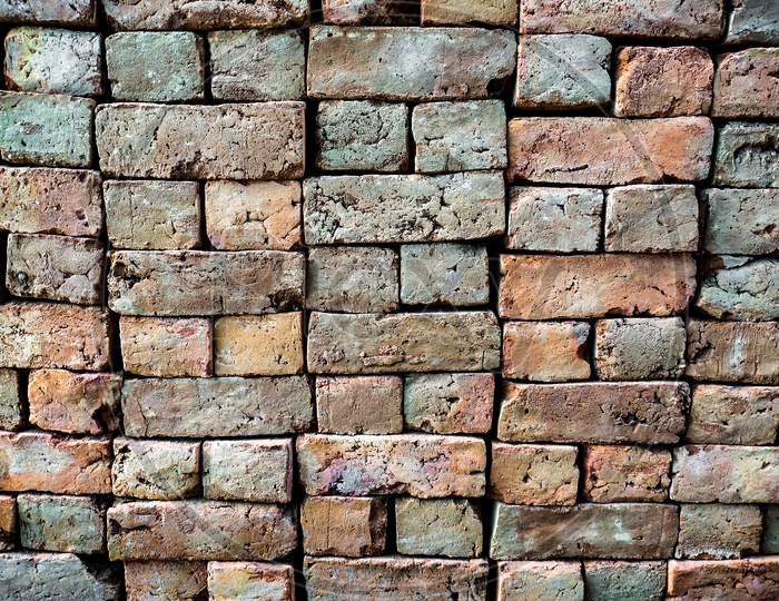 Old Grunge Color Brick Wall Background.