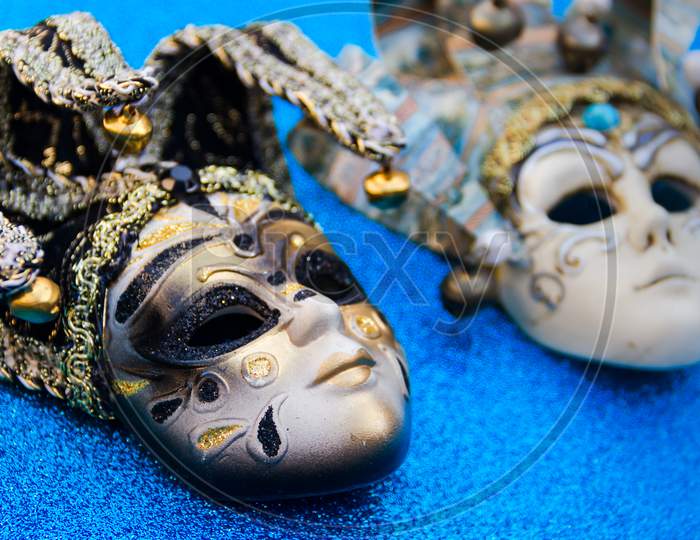 Typical Masks Of The Traditional Venice Carnival
