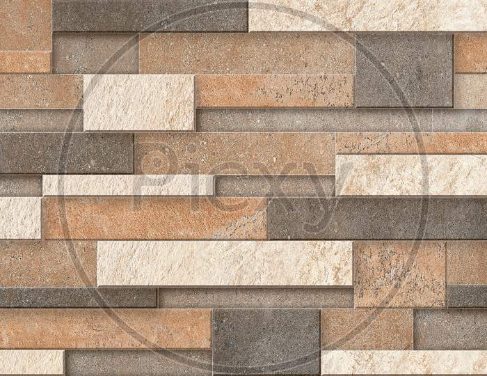 Sandstone Bricks Seamless Of House Wall And Floor Texture Background.