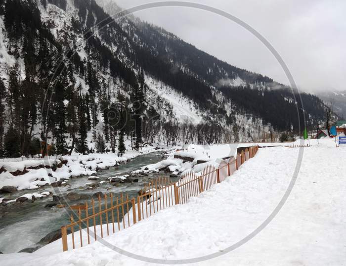 view of famous tourist hill destination Sonmarg in Kashmir