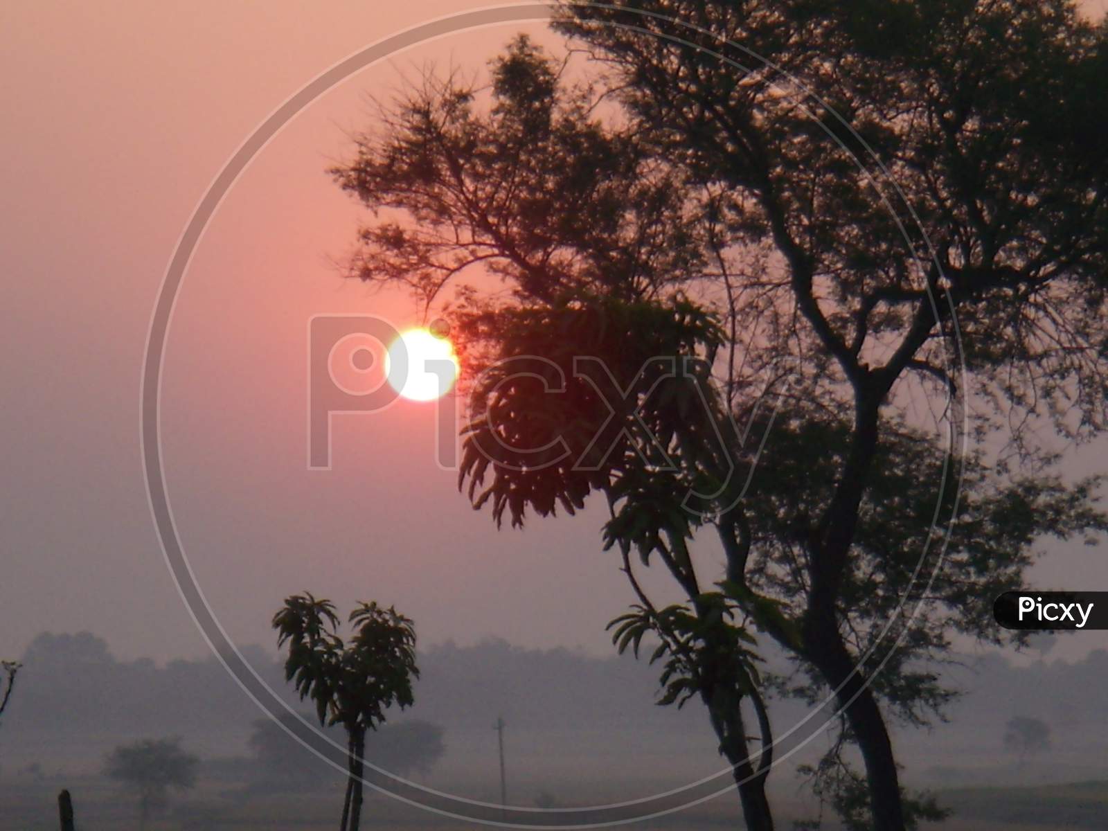 a view of sunset in rural India