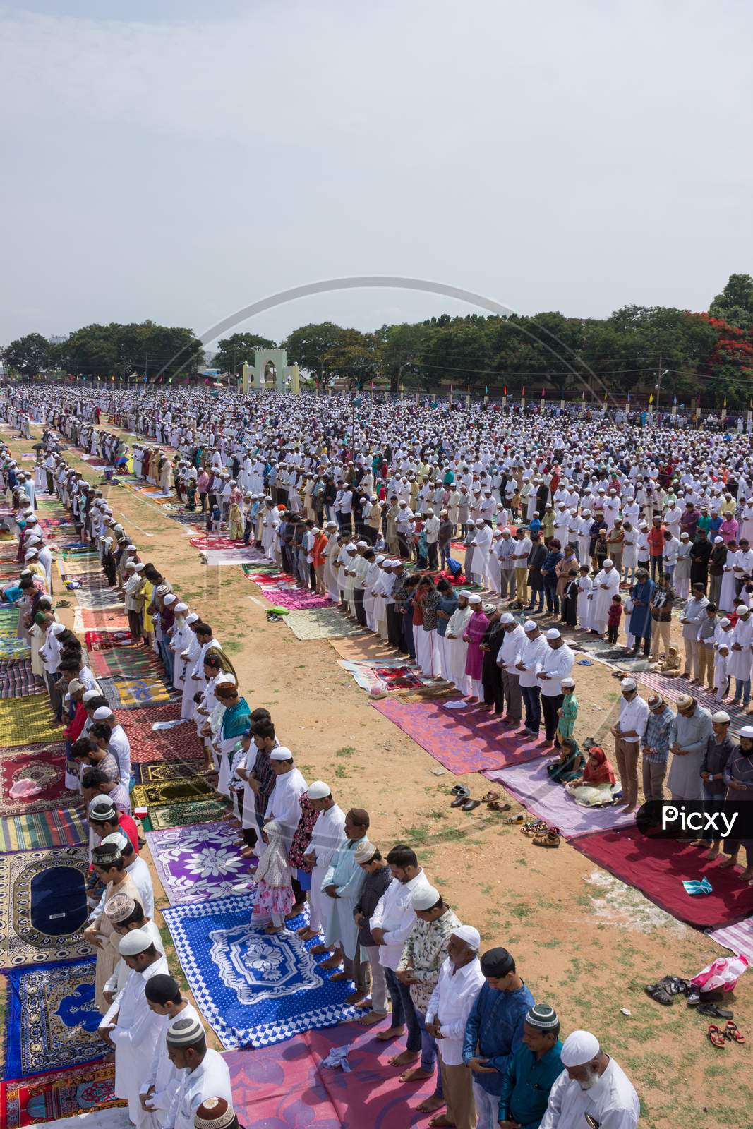 Muslim devotees during Ramadan prayer meeting in Mysore/India.