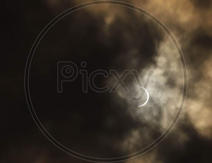 An Annular Solar Eclipse Seen On June 21, 2020 In New Delhi, India.
