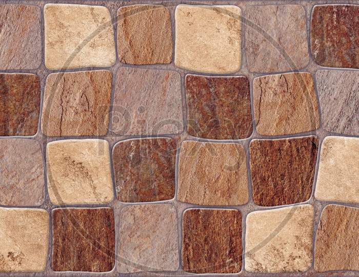 Stone Blocks Decorative Mosaic Shape Shameless Pattern In Wall Background