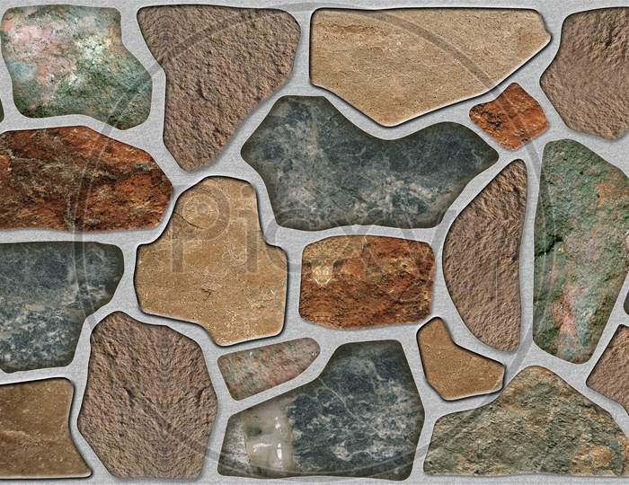 Stone Blocks In Wall Decor Tile Background Texture.