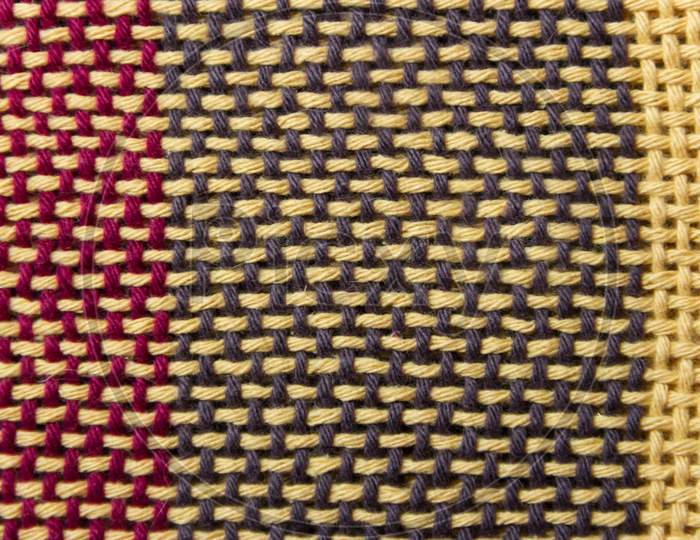 Texture Of Multi-Colored Loom Woven Fabrics