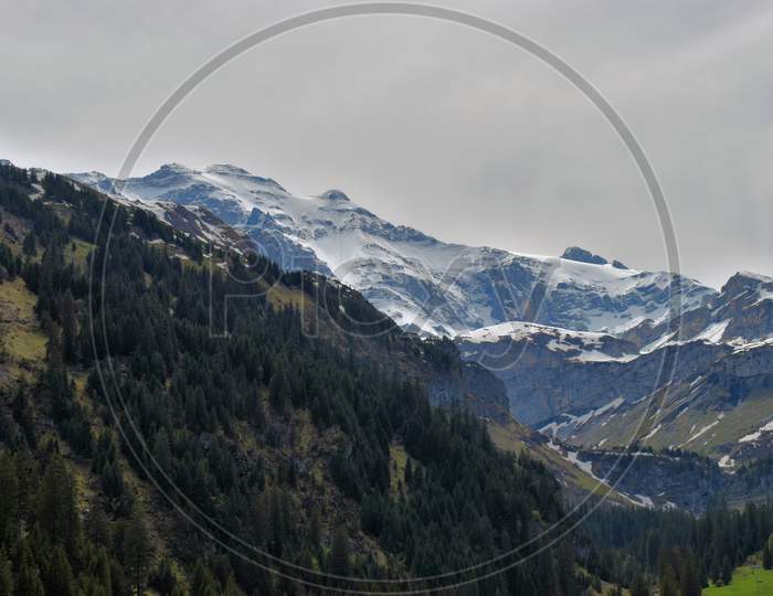 Switzerlands magical mountain panorama view at Klausenpass 8.5.2020