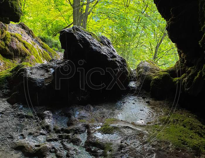 Cave Entrance At Travertine Waterfalls, Apuseni