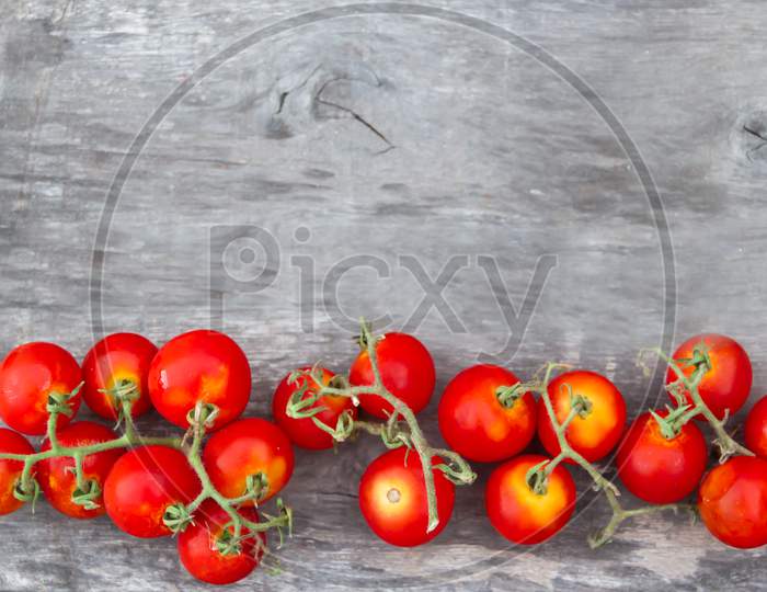 Rustic Kitchen Background With Cherry Tomatoes Ru