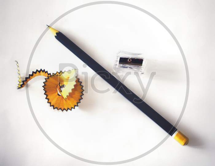 Pencil and a sharpener