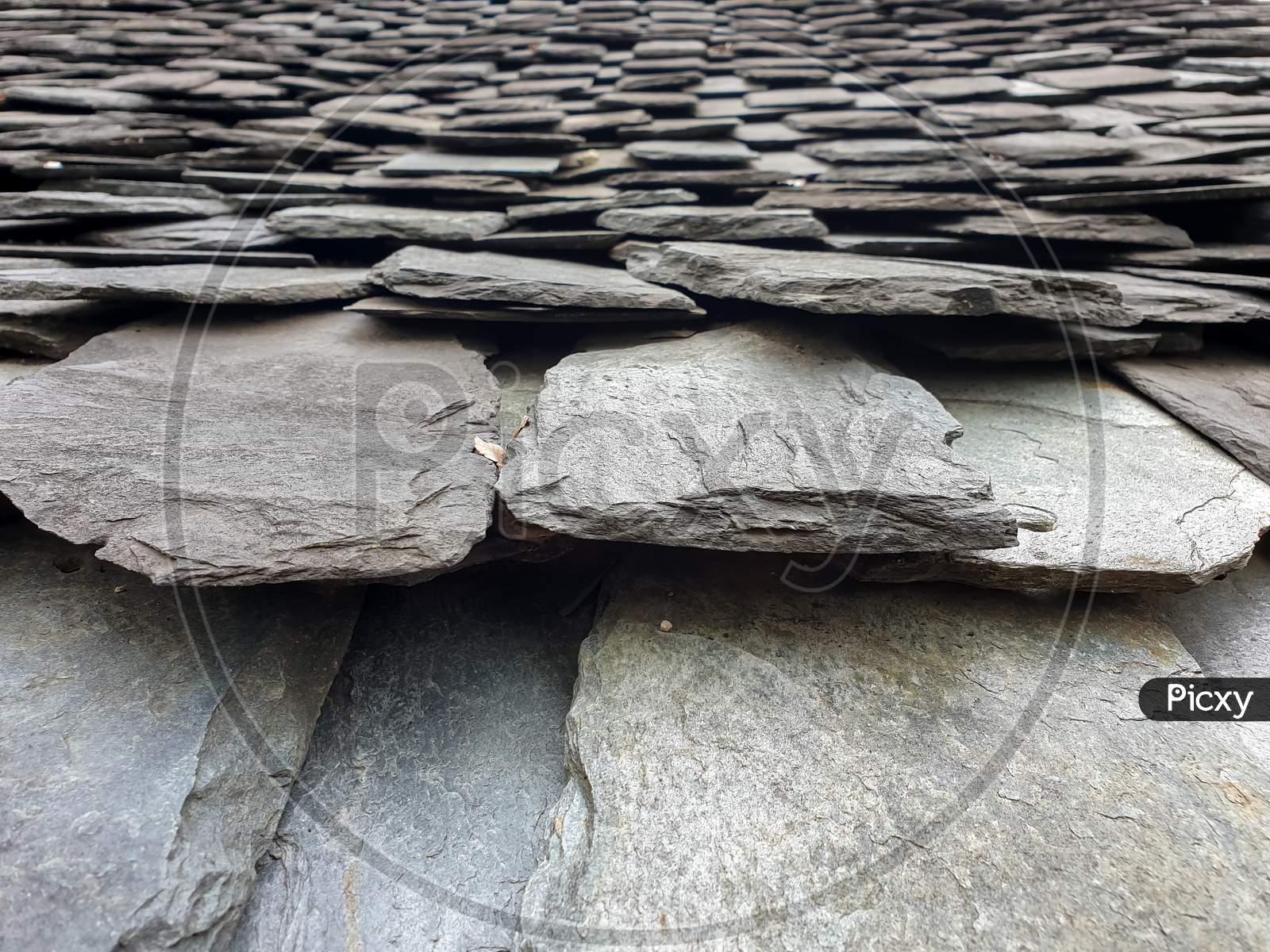 Closeup shot of Indian black color old roofing slate tile
