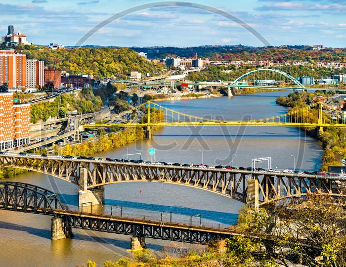 Bridges Across The Monongahela River In Pittsburgh, Pennsylvania