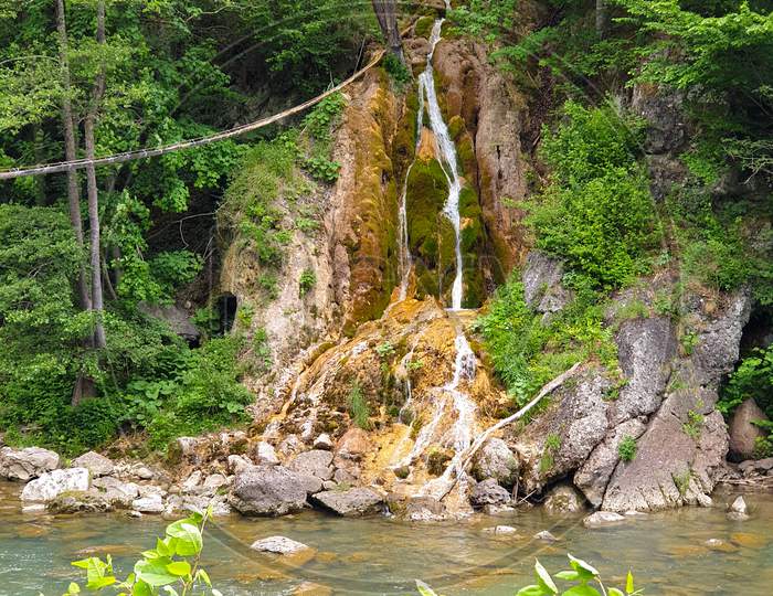 Beautiful Sipote Waterfall In Transylvania Romania