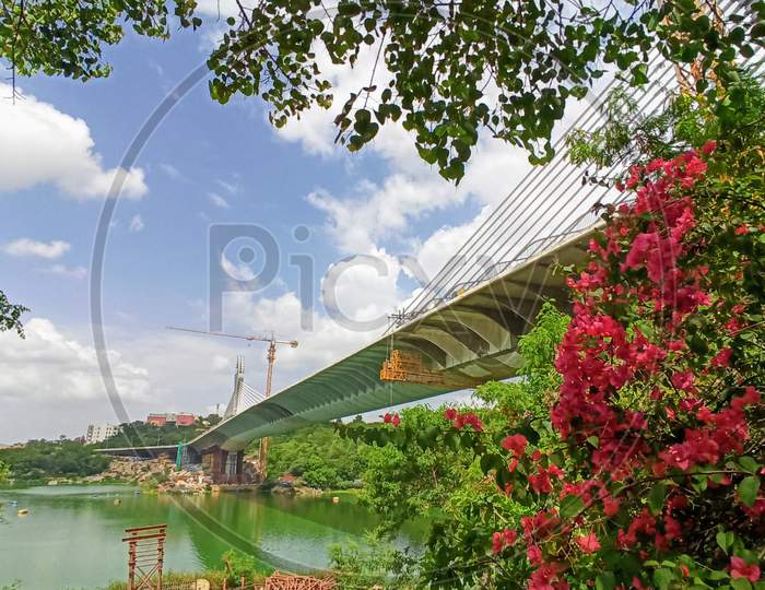 Beautiful View Of Durgam Cheruvu Cable Bridge Hyderabad Telangana