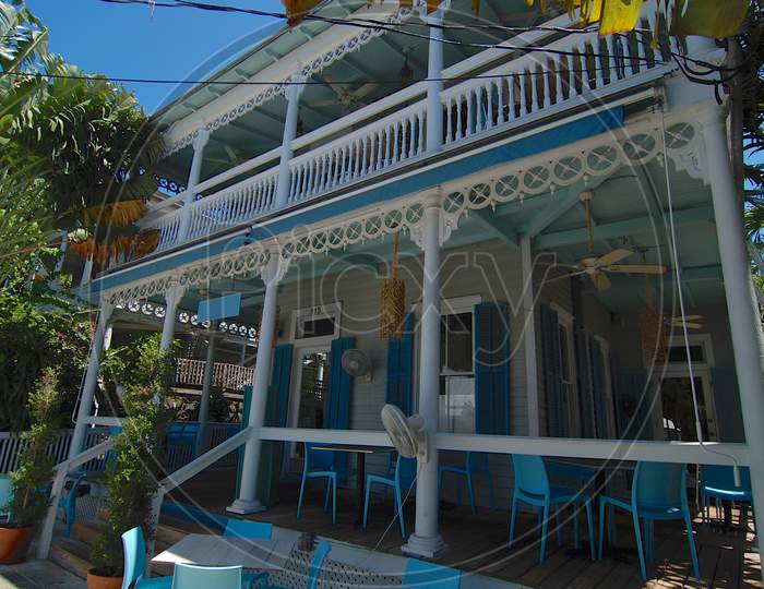 Beautiful Porch Of A Victorian Style House In Key West