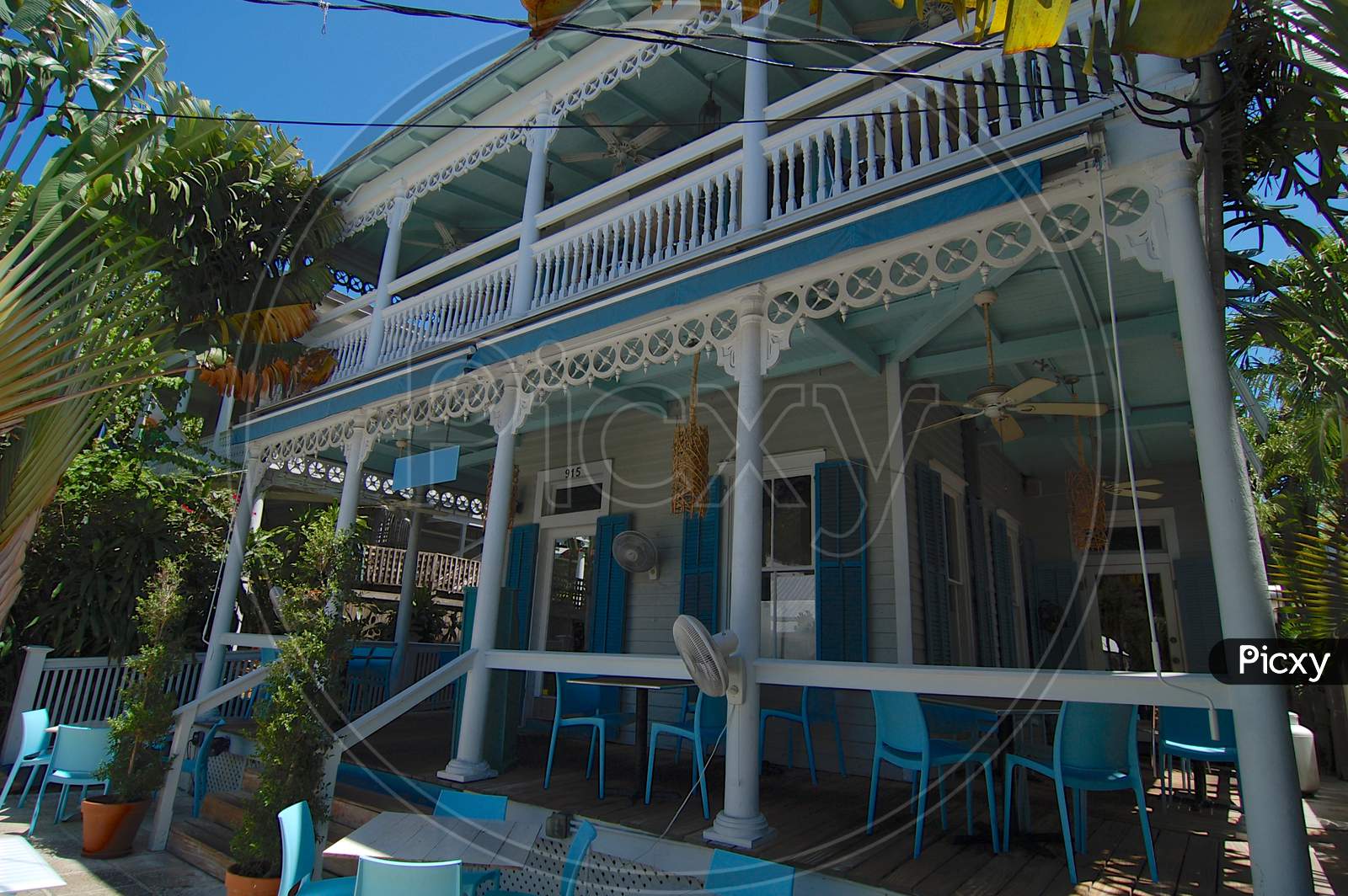 Beautiful Porch Of A Victorian Style House In Key West