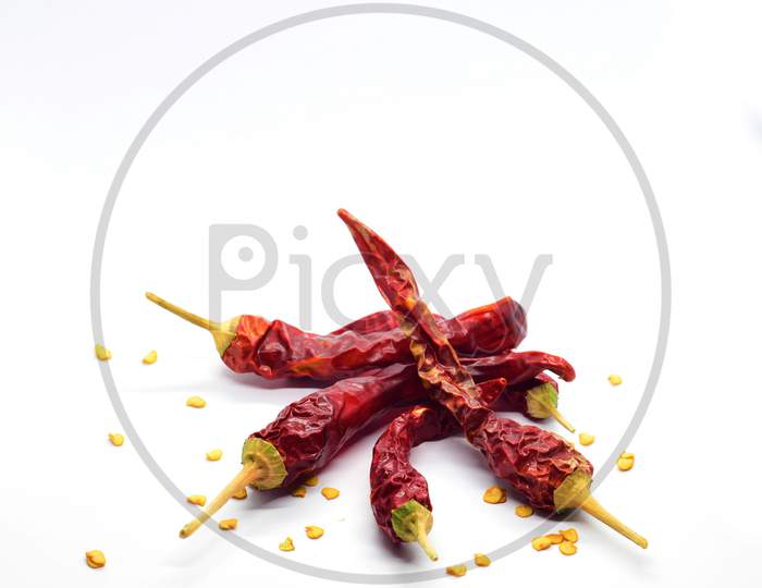 Bunch of dried organic red chilies