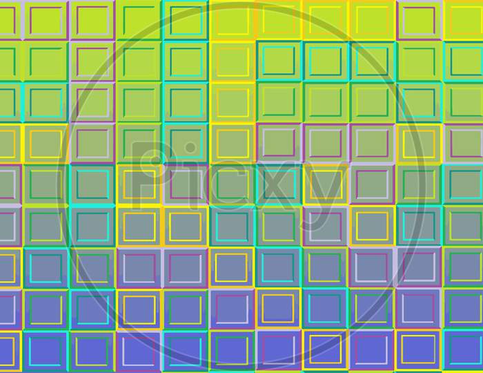 Abstract multicolored 3d square with gradient. seamless 3d colorful block grid.
