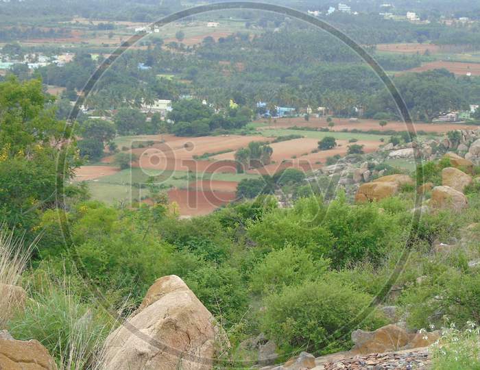 Hill top view of village