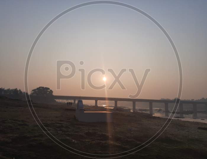 Bridge of Barakar river karamdaha Ghat, border of Dhanbad Jamtara Jharkhand.