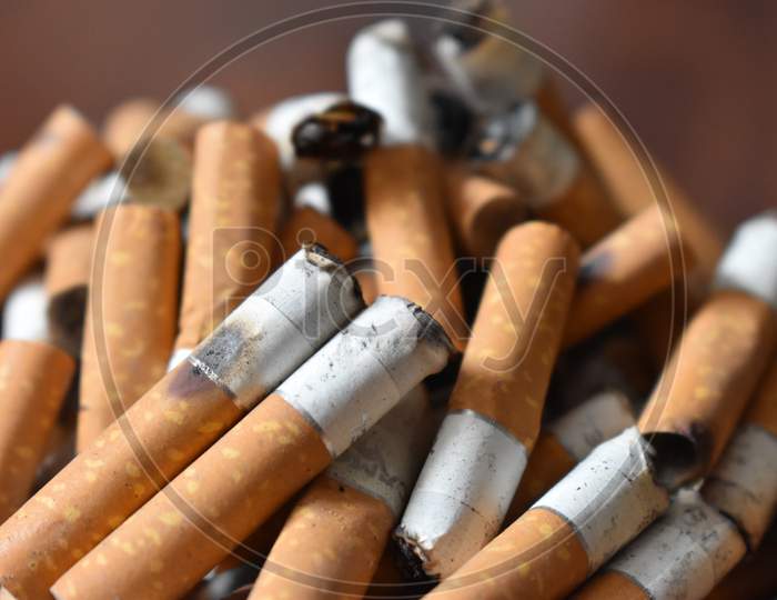 Used cigarettes in an ashtray