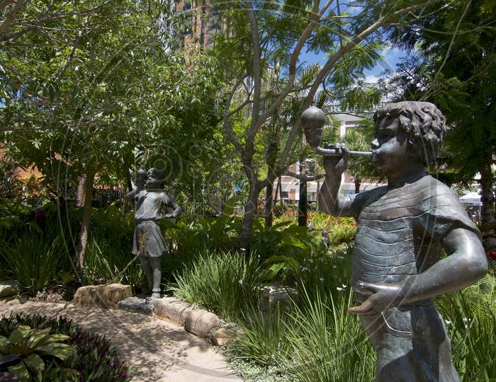 Children Statues In West Village Park In West End, Brisbane