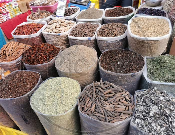 Indian Spices sold in a Kirana Store in Gokarna