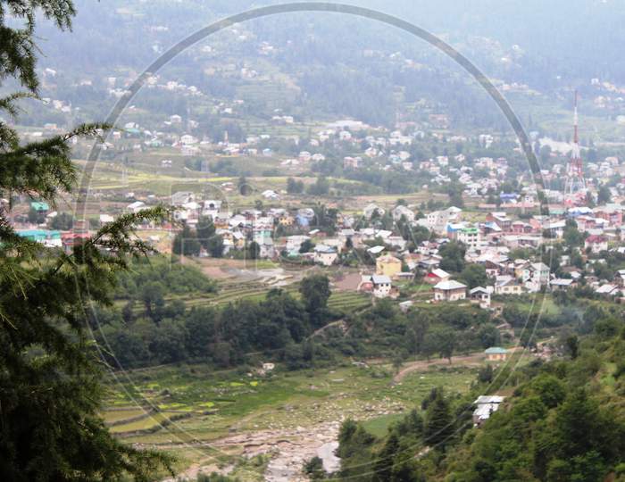 an aerial view of cityscape in the valley of Bhaderwah