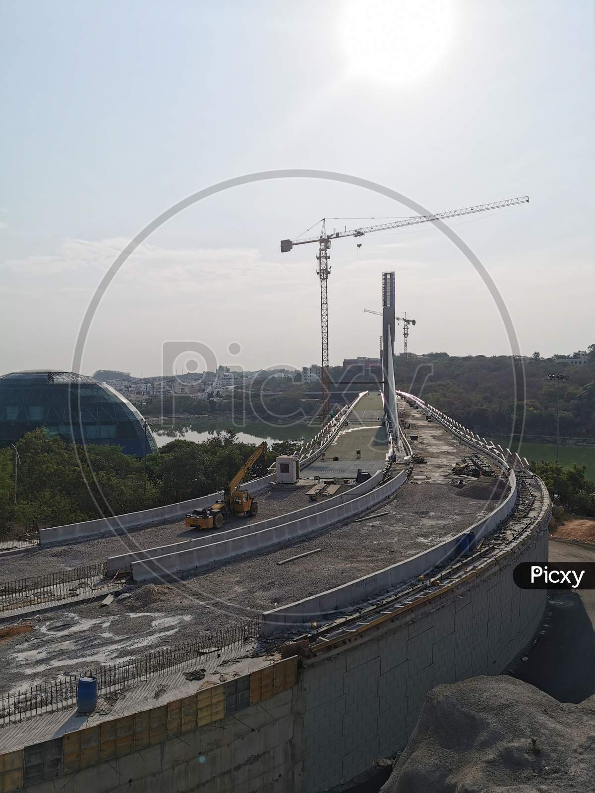 Durgam Cheruvu Cable Bridge during Construction