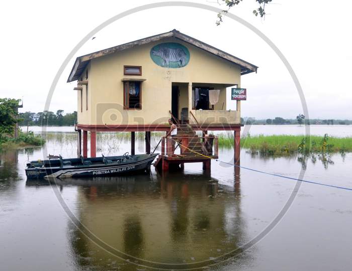 A Forest Camp In Flood Waters In Morigaon District Of Assam, On June 25, 2020