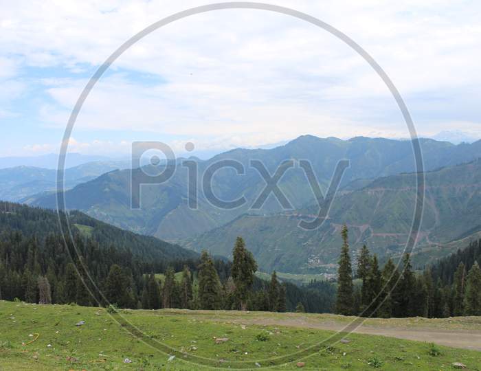 beautiful view of the green valley in the hill station of Bhaderwah