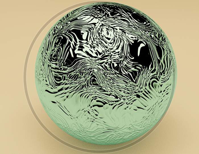 3D Rendering Of Sphere With Beautiful Texture On The Surface. Sci-Fi Background. Abstract Object In The Empty Space.