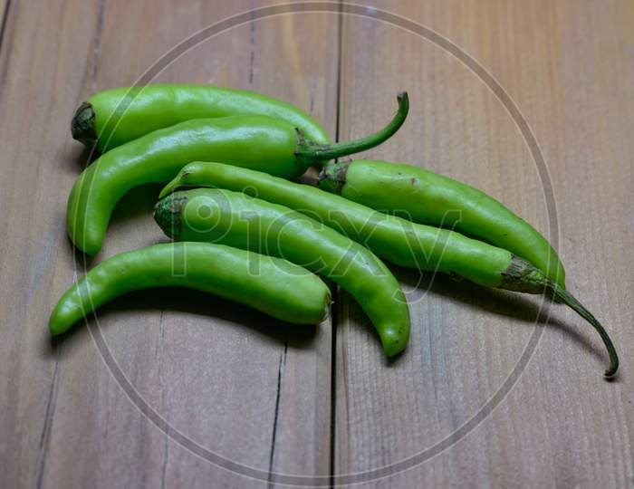 A Photograph Of Green Chillies.