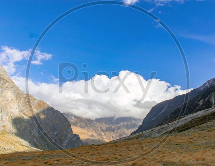 Beautiful landscape of Himalayan Mountain in Uttarakhand.During Satopanth Tal Trek
