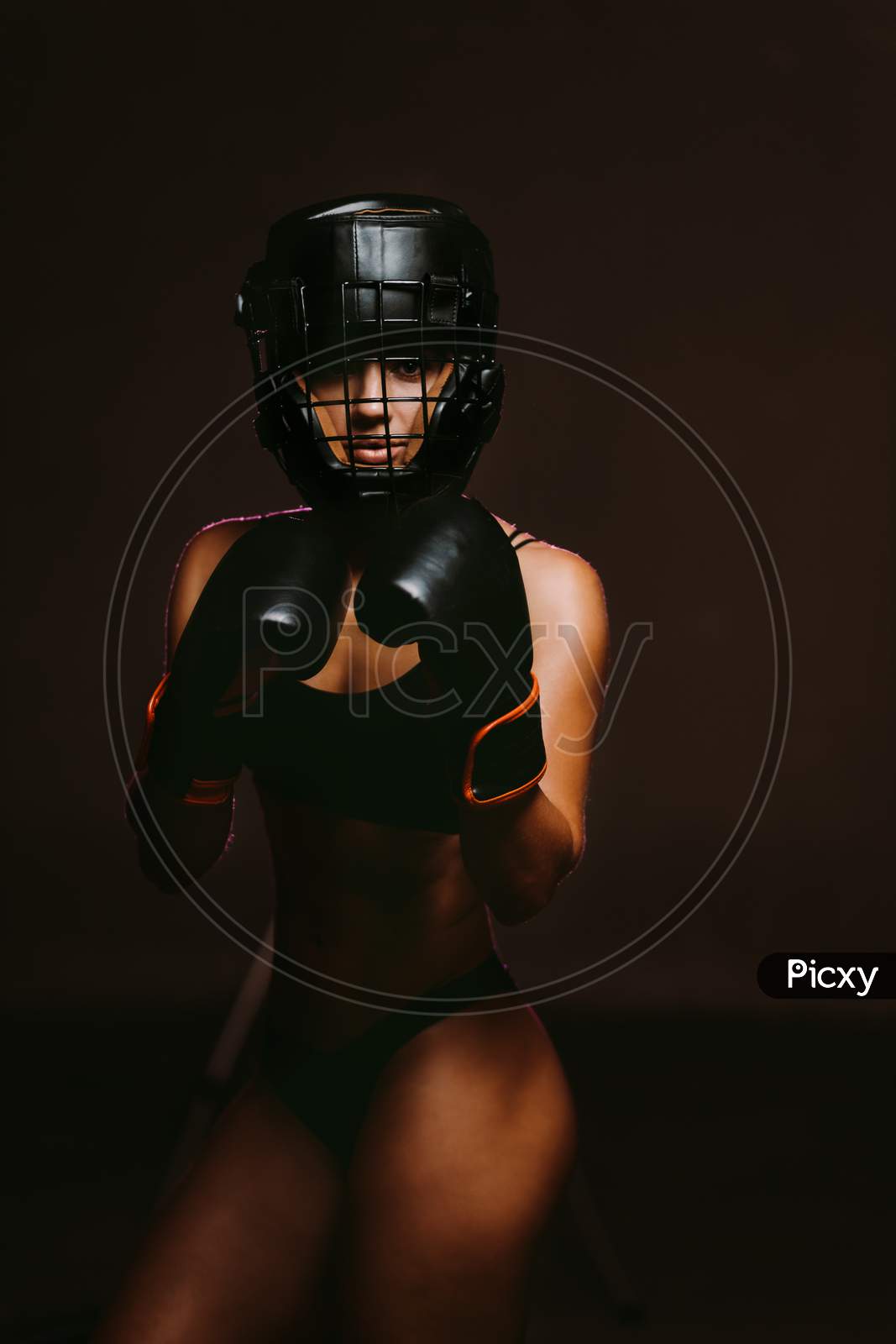 Sexy Woman Boxer Mma Ufc Fighter In Boxing Gloves