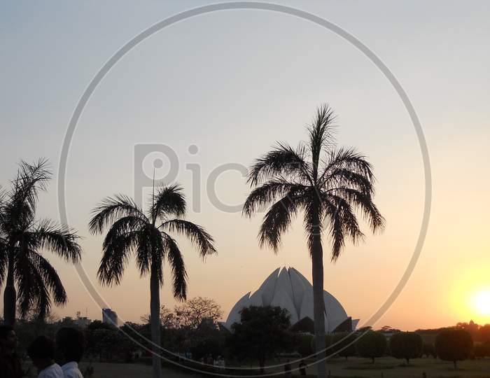 sunset by the Lotus Temple