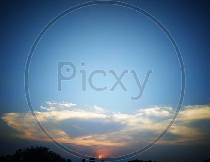 Beautiful Dramatic View Of Nature In Evening Stock Photos. This Photo Is Taken In India.