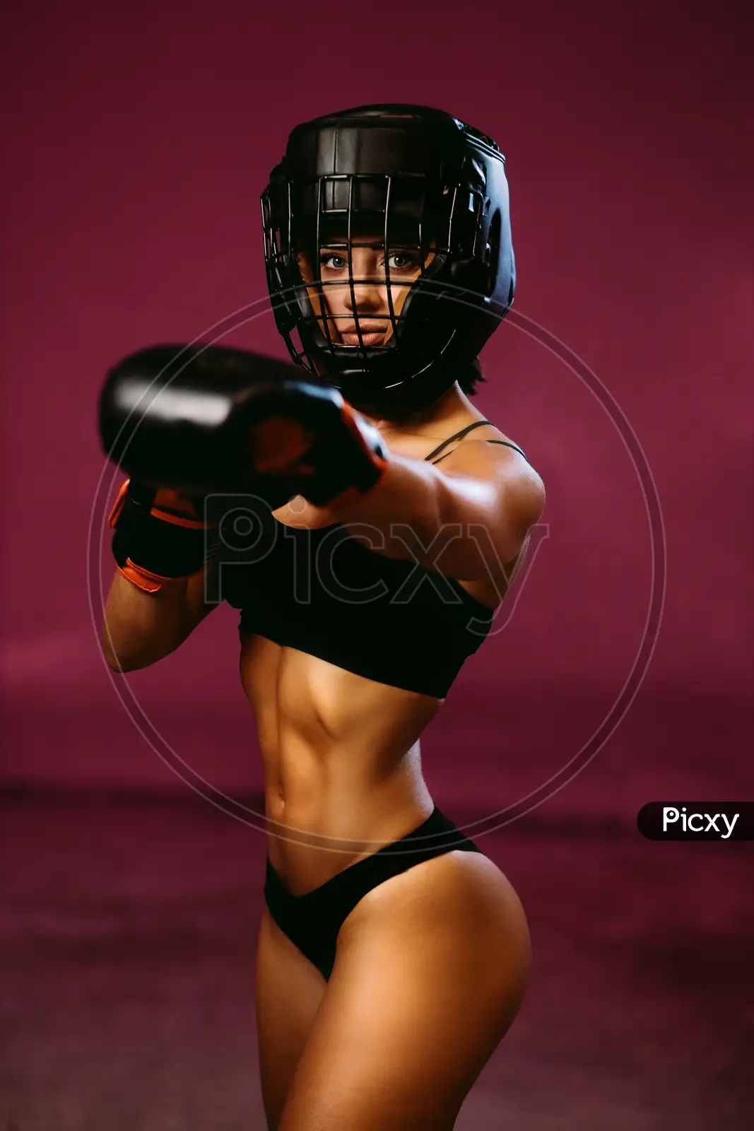 Image of Sexy Woman Fighter In Boxing Gloves And Underwear-MS774915-Picxy