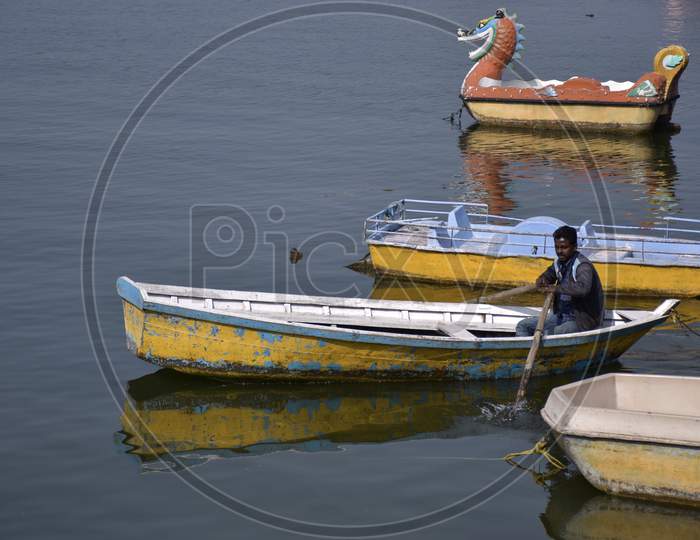 Sailor Sailing In Upper Lake, Bhopal
