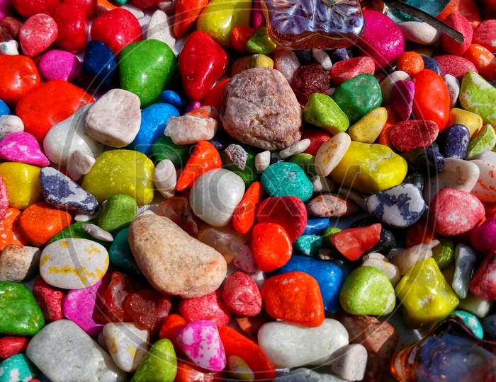 Different colors pebbles
