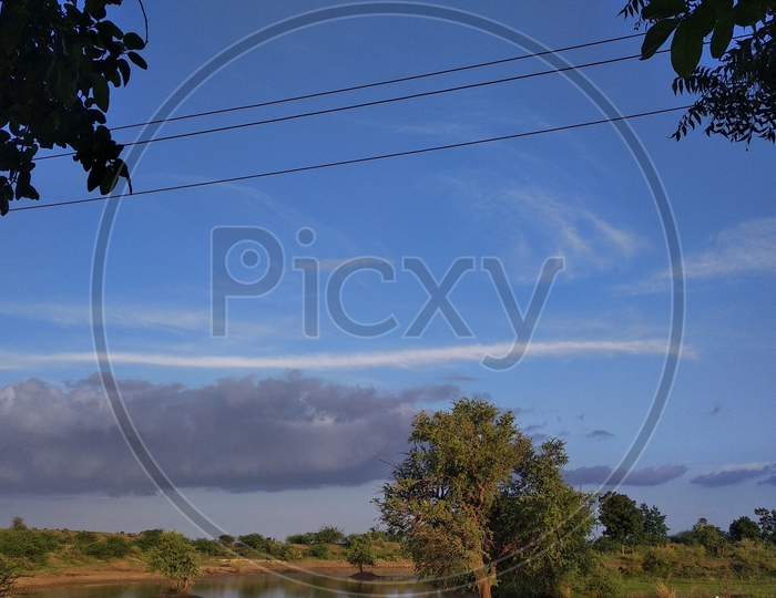 Beutyfull nature,trees and sky view, at mandavdhar,gujrat,india.24-06-2020