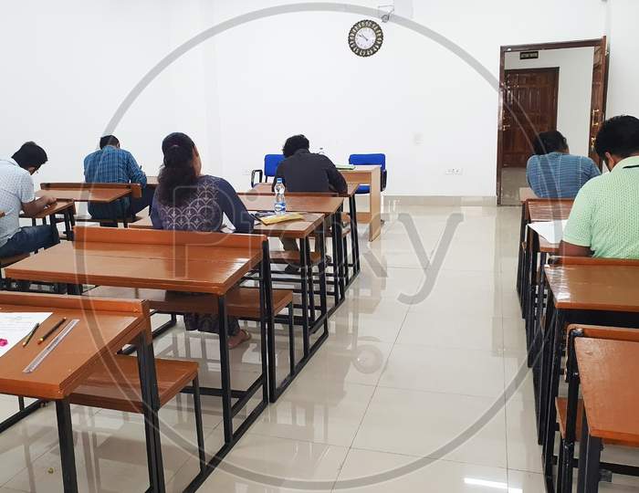 15 June, 2020, Kolkat,India- Students Giving Exam Maintaining Social Distancing Post Covid 19 Lockdown At Calcutta University, Kolkata, India
