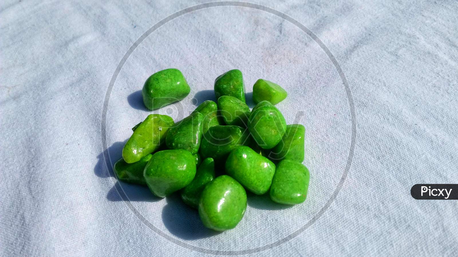 Green color pebbles
