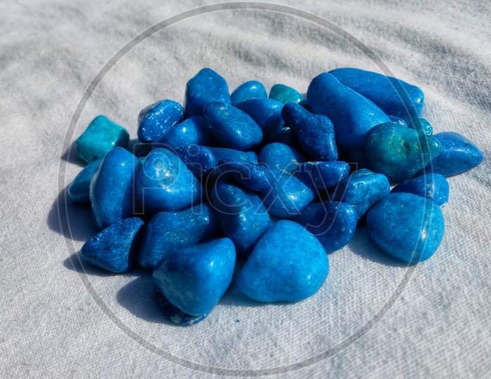 Blue color pebbles