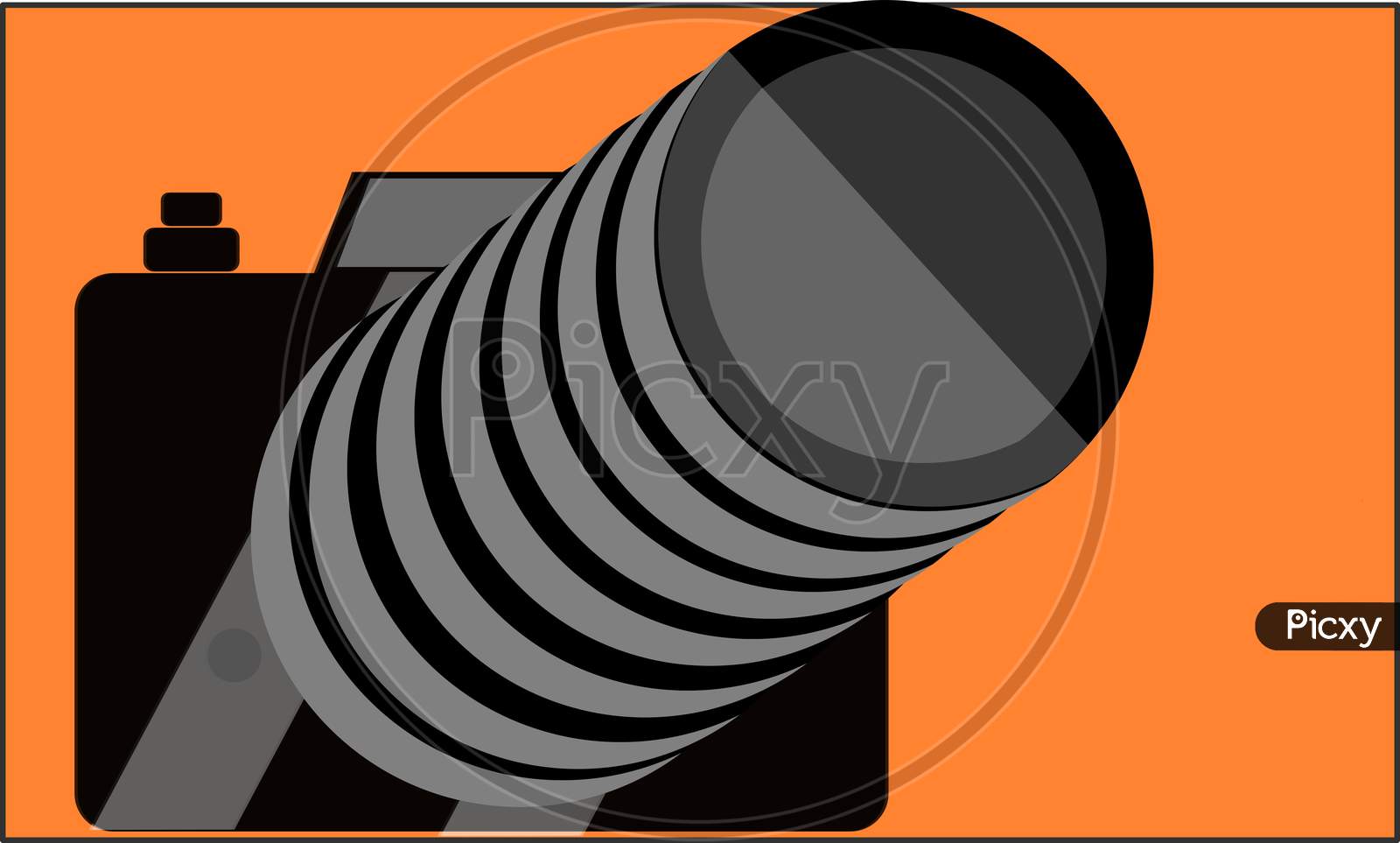 Camera with wide lenses illustration.