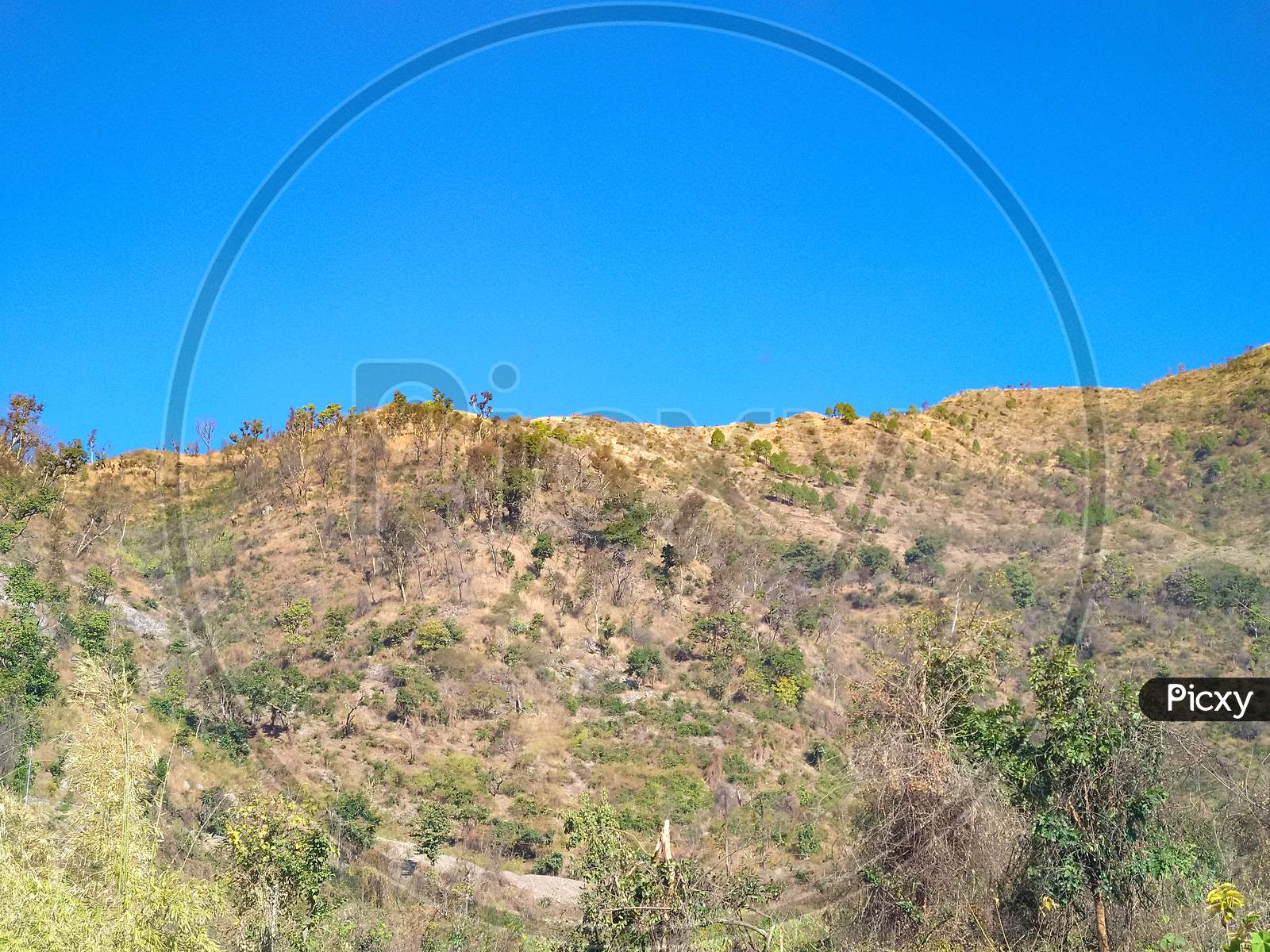 Mountain With Blue Sky And Tree