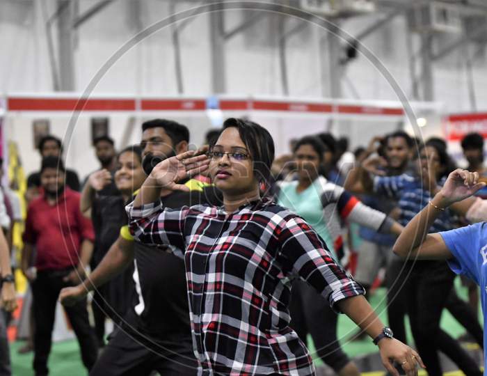 17 may 2020 ,passion fitness zumba members performs zumba during Manorama SportOn at the Jawaharlal Nehru International Stadium at Kaloor in Kochi.